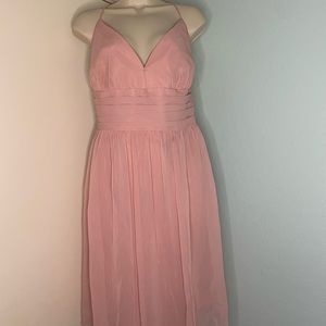 Short Spaghetti Strap Deep V Crinkle Chiffon Dress- David’s bridal